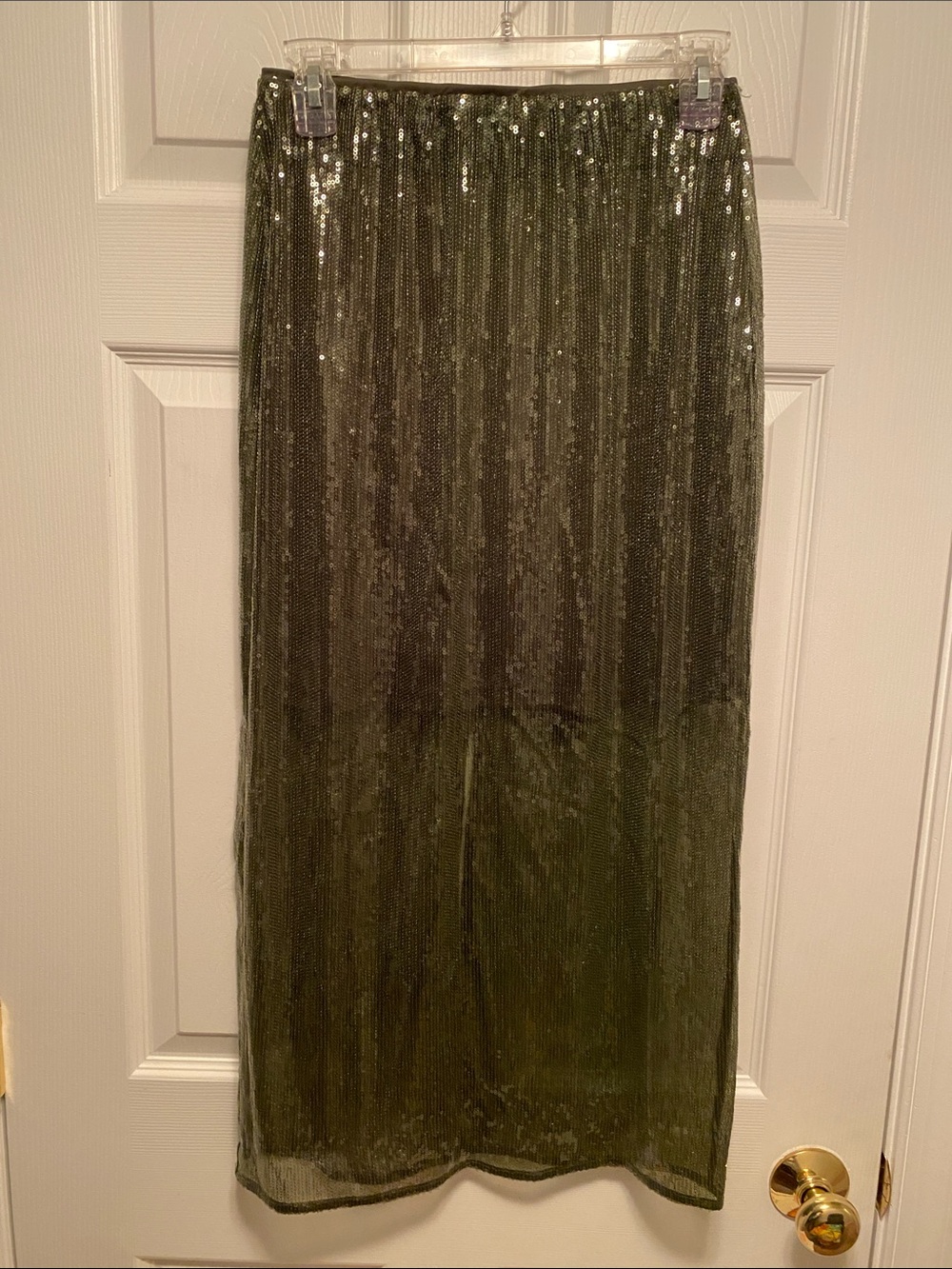 A New Day Olive Sequin Maxi Skirt…